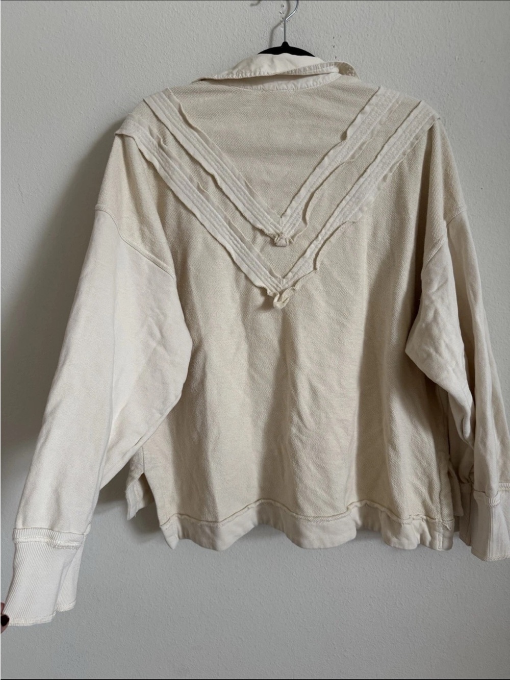 Anthropologie Pilcro Collegiate Rugby Top Cream Ivory Size M - Picture 7 of 7